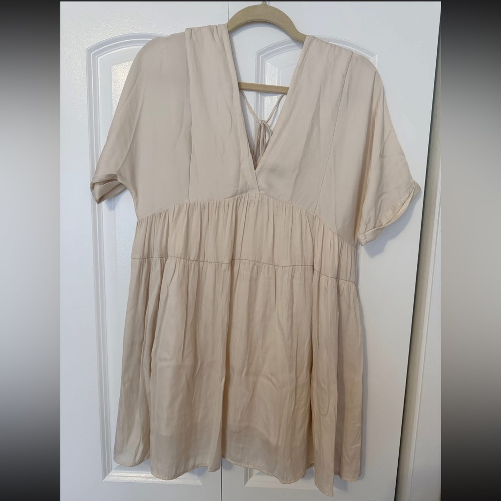 Mustard Seed Cream V-Neck Babydoll Dress